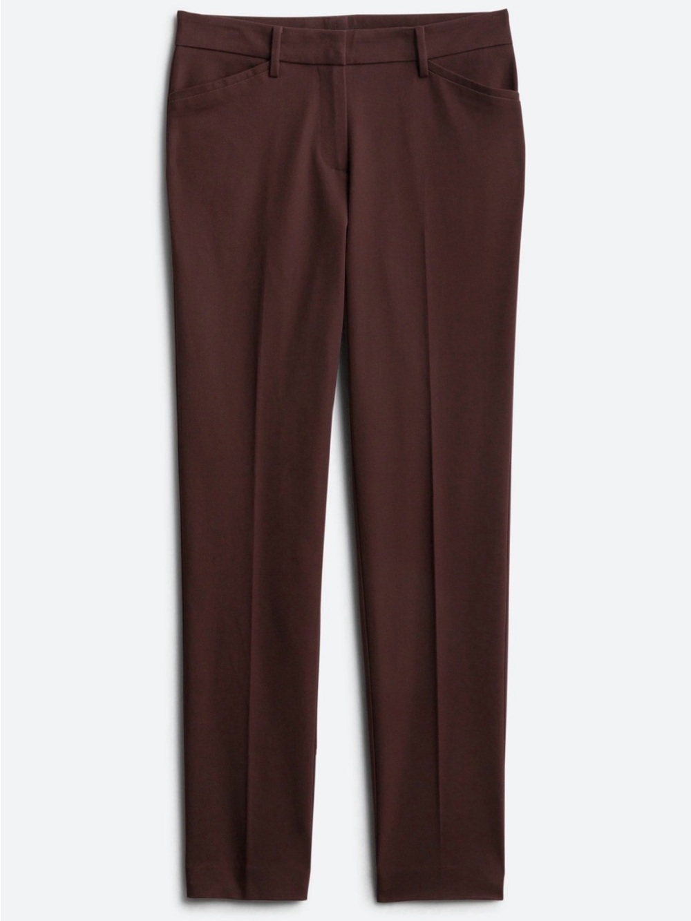 Straight Leg Dress Pants with Adjustable Hem in Dark Brown (W10)